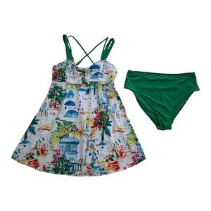 Tankini Swim Dress 2 Piece Swimsuit - Size Large